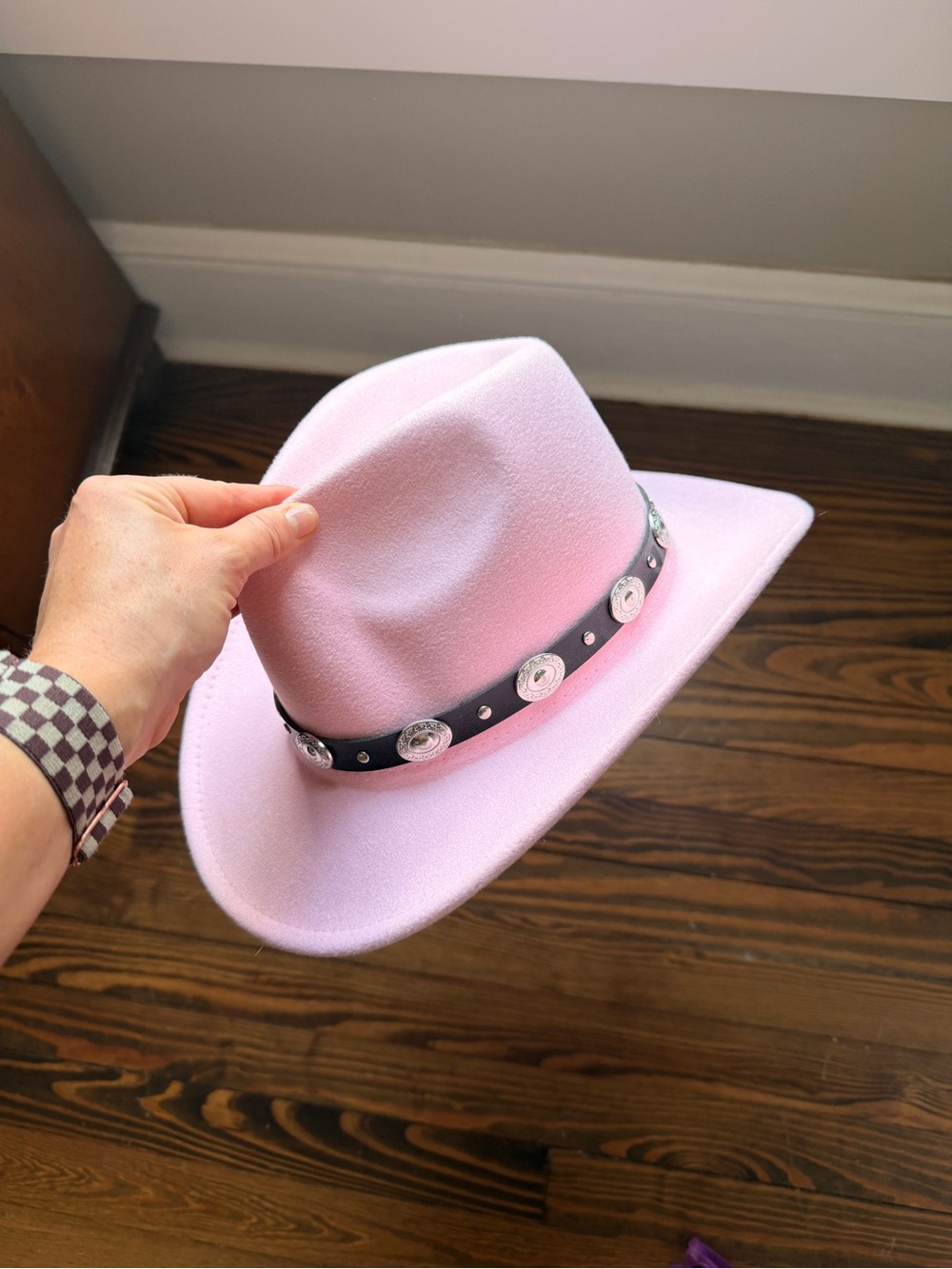 Women’s Pink Felt Cowboy Hat with Studded Band